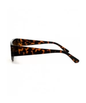 Retro Flat Top Shield Plastic Sunglasses - Tortoise Brown - CQ18ZWQME4L $5.97 Rectangular