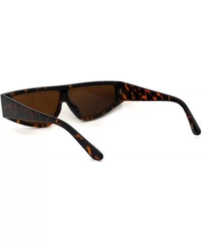 Retro Flat Top Shield Plastic Sunglasses - Tortoise Brown - CQ18ZWQME4L $5.97 Rectangular