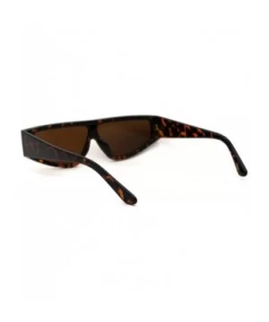 Retro Flat Top Shield Plastic Sunglasses - Tortoise Brown - CQ18ZWQME4L $5.97 Rectangular