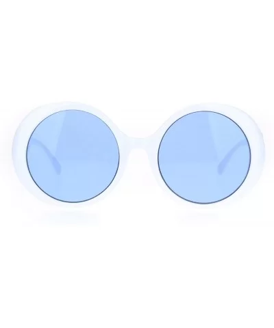 Womens Round Circle Mod Hippie Color Lens Plastic Wizard Sunglasses - White Blue - CQ18M4DQIX6 $7.72 Round