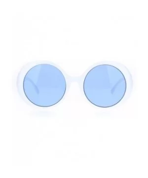 Womens Round Circle Mod Hippie Color Lens Plastic Wizard Sunglasses - White Blue - CQ18M4DQIX6 $7.72 Round