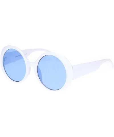 Womens Round Circle Mod Hippie Color Lens Plastic Wizard Sunglasses - White Blue - CQ18M4DQIX6 $7.72 Round