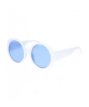 Womens Round Circle Mod Hippie Color Lens Plastic Wizard Sunglasses - White Blue - CQ18M4DQIX6 $7.72 Round