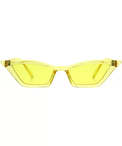 Womens Skinny Sunglasses Trapezoid Shape Cateye Frame Translucent Colors - Yellow - C918K5NNUQ6 $5.59 Rectangular