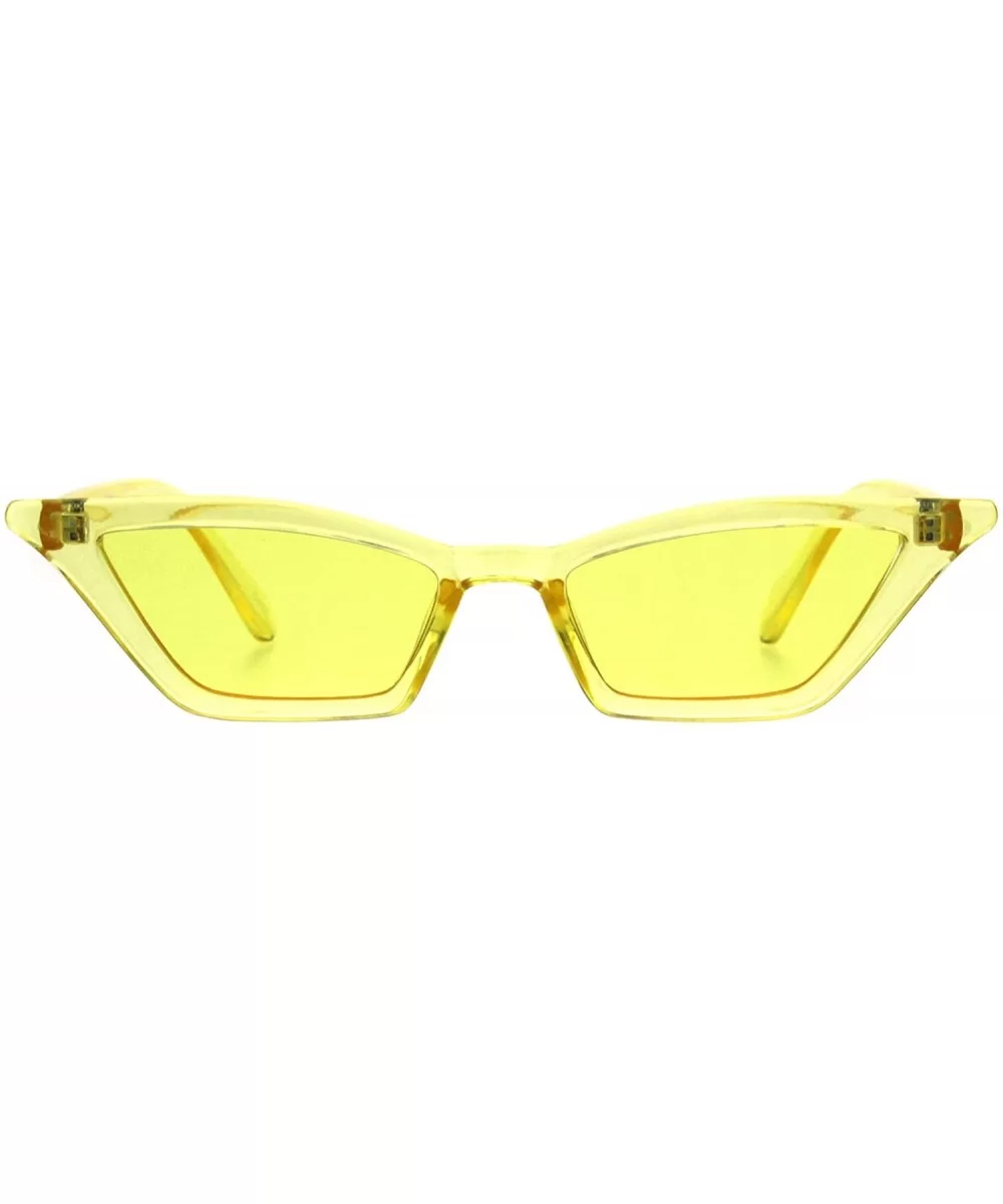 Womens Skinny Sunglasses Trapezoid Shape Cateye Frame Translucent Colors - Yellow - C918K5NNUQ6 $5.59 Rectangular