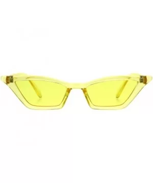 Womens Skinny Sunglasses Trapezoid Shape Cateye Frame Translucent Colors - Yellow - C918K5NNUQ6 $5.59 Rectangular