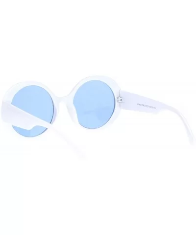 Womens Round Circle Mod Hippie Color Lens Plastic Wizard Sunglasses - White Blue - CQ18M4DQIX6 $7.72 Round