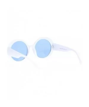 Womens Round Circle Mod Hippie Color Lens Plastic Wizard Sunglasses - White Blue - CQ18M4DQIX6 $7.72 Round