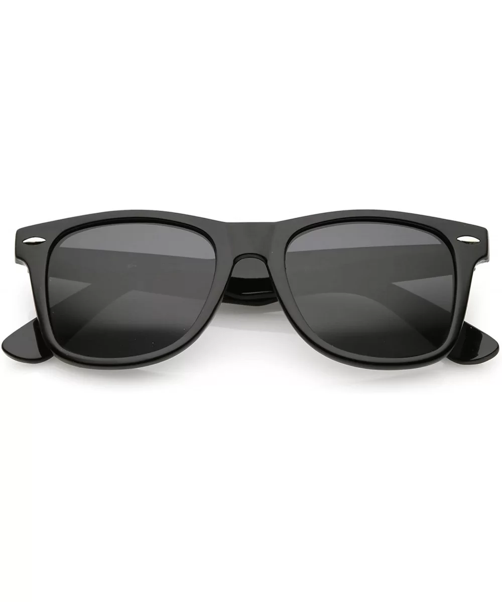 Classic Neutral Color Polarized Horn Rimmed Sunglasses 52mm - Black / Smoke - CY188KC0YLO $8.24 Wayfarer