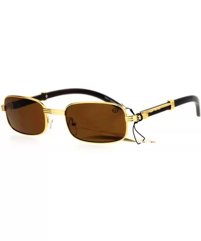 Luxury Wooden Arm Retro 90s Hip Hop Rapper Sunglasses - Gold - CJ12DST6JMT $6.84 Rectangular