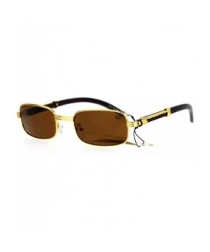 Luxury Wooden Arm Retro 90s Hip Hop Rapper Sunglasses - Gold - CJ12DST6JMT $6.84 Rectangular