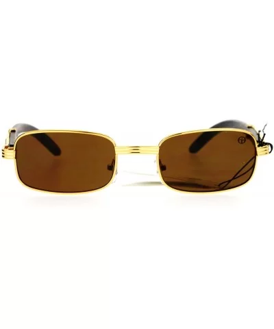 Luxury Wooden Arm Retro 90s Hip Hop Rapper Sunglasses - Gold - CJ12DST6JMT $6.84 Rectangular