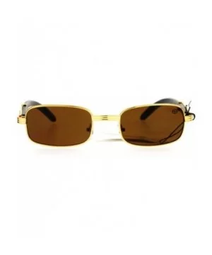 Luxury Wooden Arm Retro 90s Hip Hop Rapper Sunglasses - Gold - CJ12DST6JMT $6.84 Rectangular