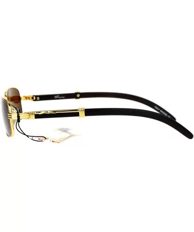 Luxury Wooden Arm Retro 90s Hip Hop Rapper Sunglasses - Gold - CJ12DST6JMT $6.84 Rectangular