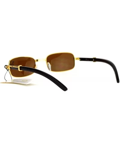 Luxury Wooden Arm Retro 90s Hip Hop Rapper Sunglasses - Gold - CJ12DST6JMT $6.84 Rectangular