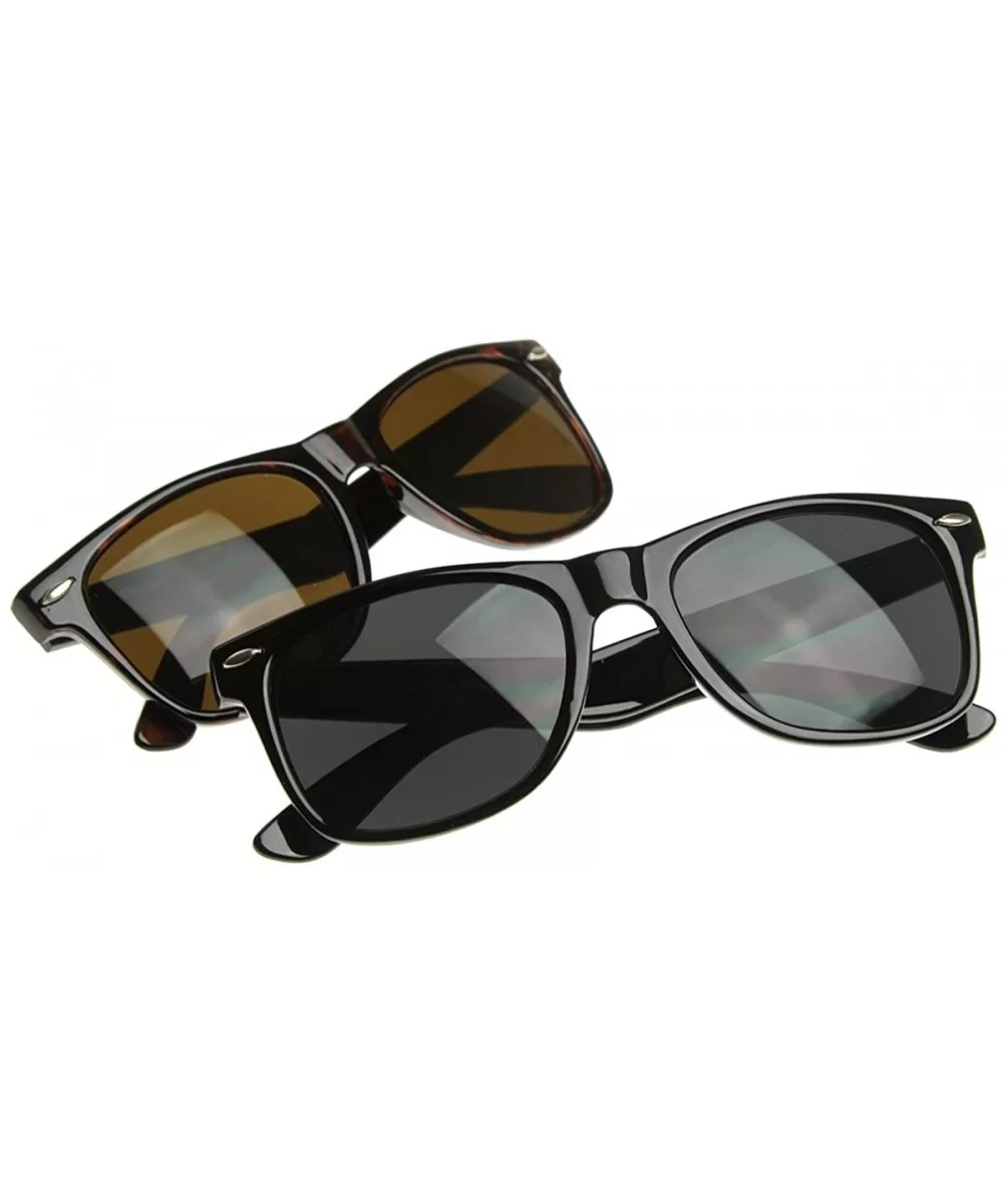 Classic Eyewear Retro Large Horn Rimmed Style Sunglasses (2-Pack (1 Black- 1 Tortoise)) - CU113YHFIWX $22.32 Wayfarer