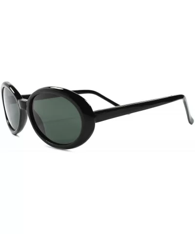 Old Stock Classic Vintage 70s Fashion Womens Round Oval Sunglasses - Black - CH18975DHSK $10.92 Oval