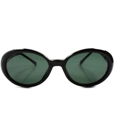 Old Stock Classic Vintage 70s Fashion Womens Round Oval Sunglasses - Black - CH18975DHSK $10.92 Oval