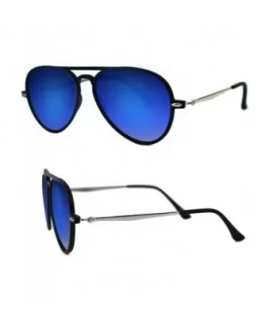 Unisex Flat Mirror Lens Aviator Sunglasses P4132 + Pouch - Blue - C017YU5N2L7 $6.53 Aviator