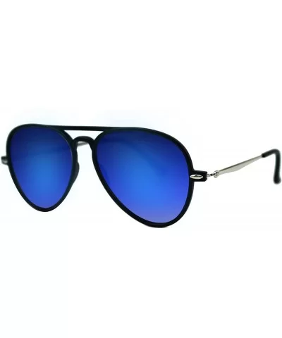 Unisex Flat Mirror Lens Aviator Sunglasses P4132 + Pouch - Blue - C017YU5N2L7 $6.53 Aviator