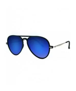 Unisex Flat Mirror Lens Aviator Sunglasses P4132 + Pouch - Blue - C017YU5N2L7 $6.53 Aviator