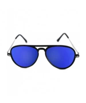 Unisex Flat Mirror Lens Aviator Sunglasses P4132 + Pouch - Blue - C017YU5N2L7 $6.53 Aviator