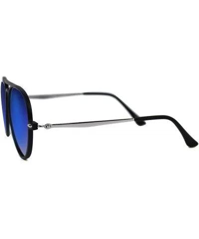 Unisex Flat Mirror Lens Aviator Sunglasses P4132 + Pouch - Blue - C017YU5N2L7 $6.53 Aviator