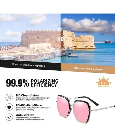 Women's Oversized Polarized Sunglasses Female Designer Mirror Sun Glasses for Ladies Goggle UV400 - CI199HZXEI0 $8.18 Goggle