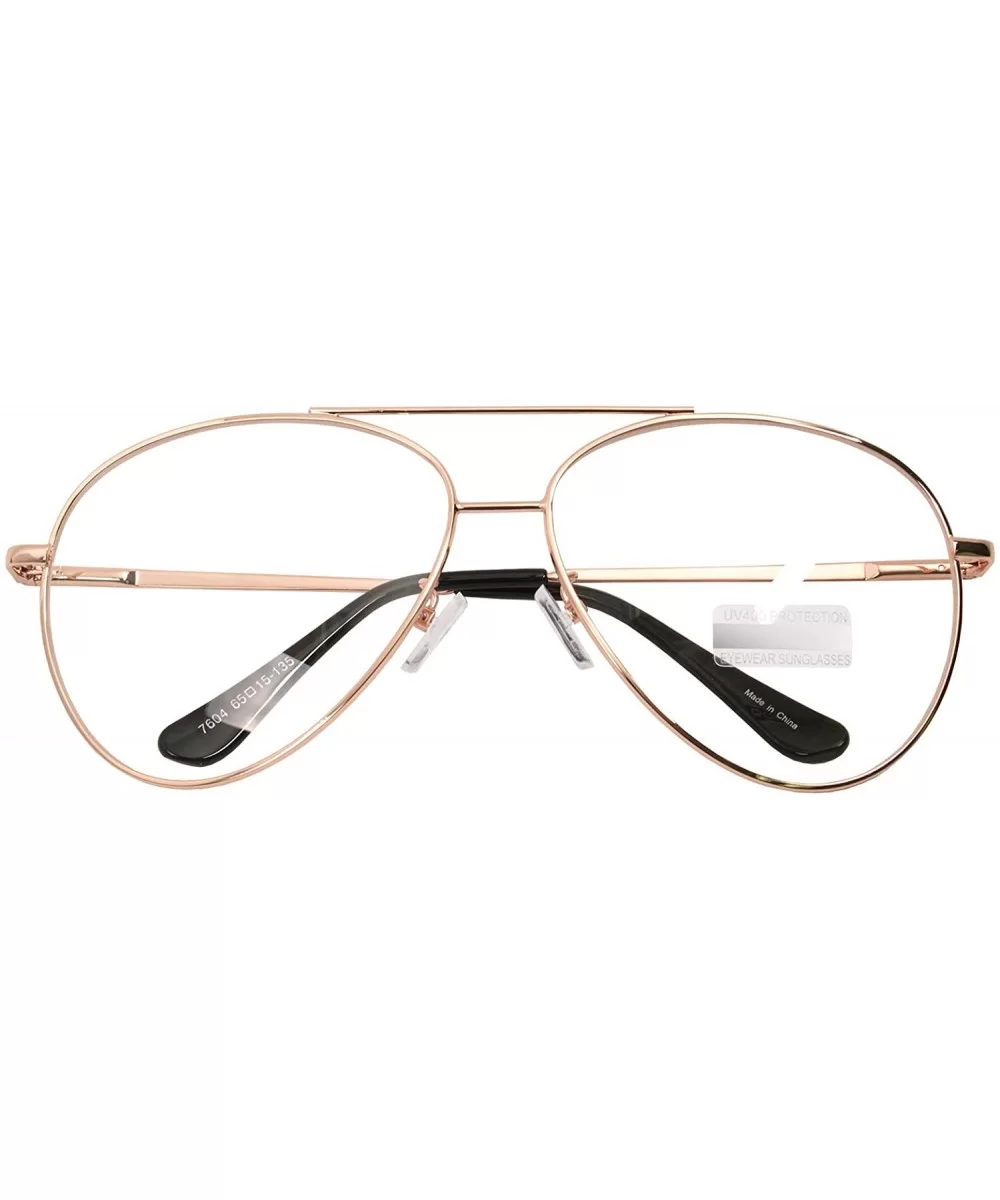 Vintage Aviator Eyeglasses Metal Frames Clear Lens Glasses Non-prescription - Pink Gold 76041 - CU18LXU2O7U $7.71 Aviator