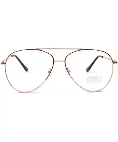 Vintage Aviator Eyeglasses Metal Frames Clear Lens Glasses Non-prescription - Pink Gold 76041 - CU18LXU2O7U $7.71 Aviator