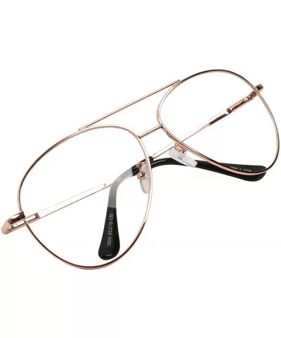 Vintage Aviator Eyeglasses Metal Frames Clear Lens Glasses Non-prescription - Pink Gold 76041 - CU18LXU2O7U $7.71 Aviator