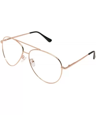 Vintage Aviator Eyeglasses Metal Frames Clear Lens Glasses Non-prescription - Pink Gold 76041 - CU18LXU2O7U $7.71 Aviator