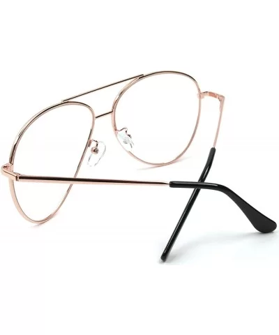 Vintage Aviator Eyeglasses Metal Frames Clear Lens Glasses Non-prescription - Pink Gold 76041 - CU18LXU2O7U $7.71 Aviator