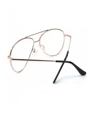 Vintage Aviator Eyeglasses Metal Frames Clear Lens Glasses Non-prescription - Pink Gold 76041 - CU18LXU2O7U $7.71 Aviator