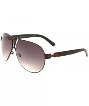 Three Line Temple Round Modern Aviator Sunglasses - Red Black - CN199DO2C4S $13.54 Aviator