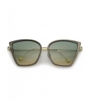 Women's Oversize Slim Arms Colored Gradient Lens Cat Eye Sunglasses 56mm - Smoke Gold / Green Beige - C5183GINU3Z $9.27 Cat Eye