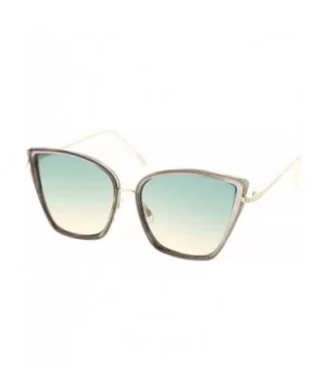 Women's Oversize Slim Arms Colored Gradient Lens Cat Eye Sunglasses 56mm - Smoke Gold / Green Beige - C5183GINU3Z $9.27 Cat Eye