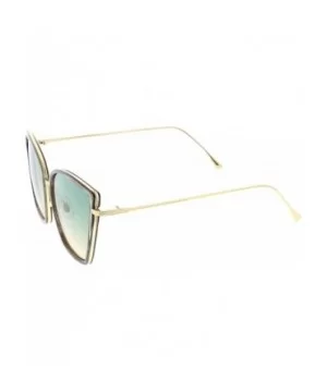 Women's Oversize Slim Arms Colored Gradient Lens Cat Eye Sunglasses 56mm - Smoke Gold / Green Beige - C5183GINU3Z $9.27 Cat Eye