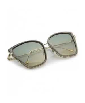 Women's Oversize Slim Arms Colored Gradient Lens Cat Eye Sunglasses 56mm - Smoke Gold / Green Beige - C5183GINU3Z $9.27 Cat Eye