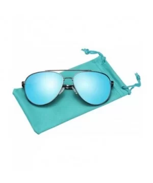 Aviator Polarized Anti-Glare Military Style Spring Hinge Double Beam Metal Sunglasses for Men 1940 - Blue - C518QZ8COHK $12.2...