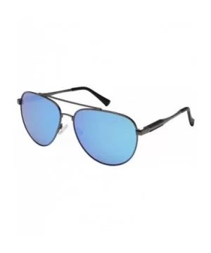 Aviator Polarized Anti-Glare Military Style Spring Hinge Double Beam Metal Sunglasses for Men 1940 - Blue - C518QZ8COHK $12.2...