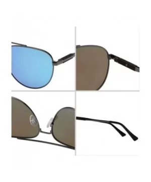 Aviator Polarized Anti-Glare Military Style Spring Hinge Double Beam Metal Sunglasses for Men 1940 - Blue - C518QZ8COHK $12.2...