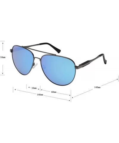 Aviator Polarized Anti-Glare Military Style Spring Hinge Double Beam Metal Sunglasses for Men 1940 - Blue - C518QZ8COHK $12.2...