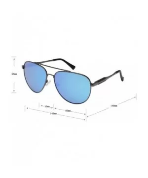 Aviator Polarized Anti-Glare Military Style Spring Hinge Double Beam Metal Sunglasses for Men 1940 - Blue - C518QZ8COHK $12.2...