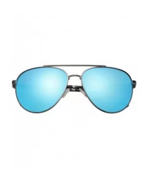 Aviator Polarized Anti-Glare Military Style Spring Hinge Double Beam Metal Sunglasses for Men 1940 - Blue - C518QZ8COHK $12.2...