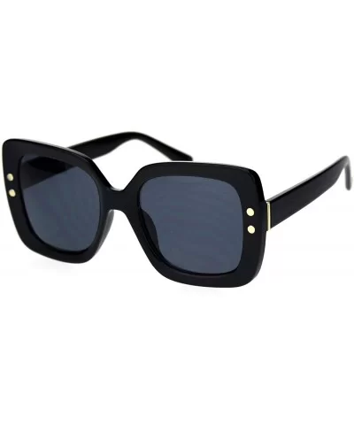 Womens Minimal Mod Thick Plastic Rectangular Butterfly Designer Sunglasses - All Black - CN18QY25EMD $7.70 Rectangular