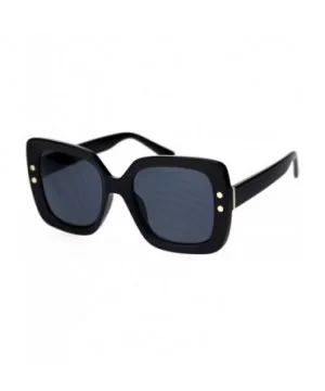 Womens Minimal Mod Thick Plastic Rectangular Butterfly Designer Sunglasses - All Black - CN18QY25EMD $7.70 Rectangular