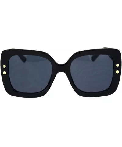 Womens Minimal Mod Thick Plastic Rectangular Butterfly Designer Sunglasses - All Black - CN18QY25EMD $7.70 Rectangular