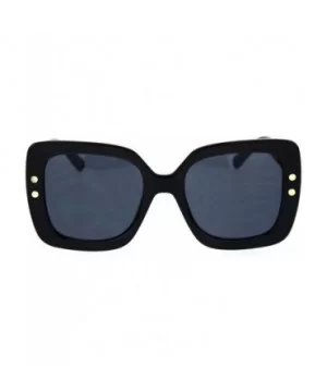 Womens Minimal Mod Thick Plastic Rectangular Butterfly Designer Sunglasses - All Black - CN18QY25EMD $7.70 Rectangular