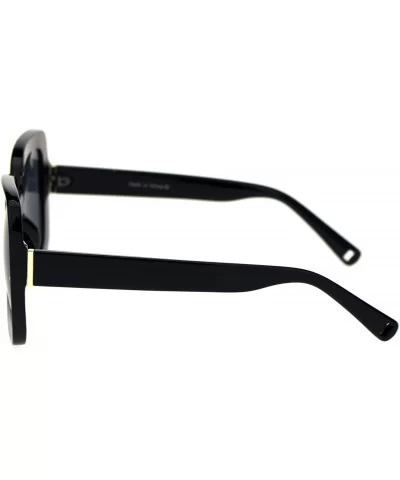 Womens Minimal Mod Thick Plastic Rectangular Butterfly Designer Sunglasses - All Black - CN18QY25EMD $7.70 Rectangular